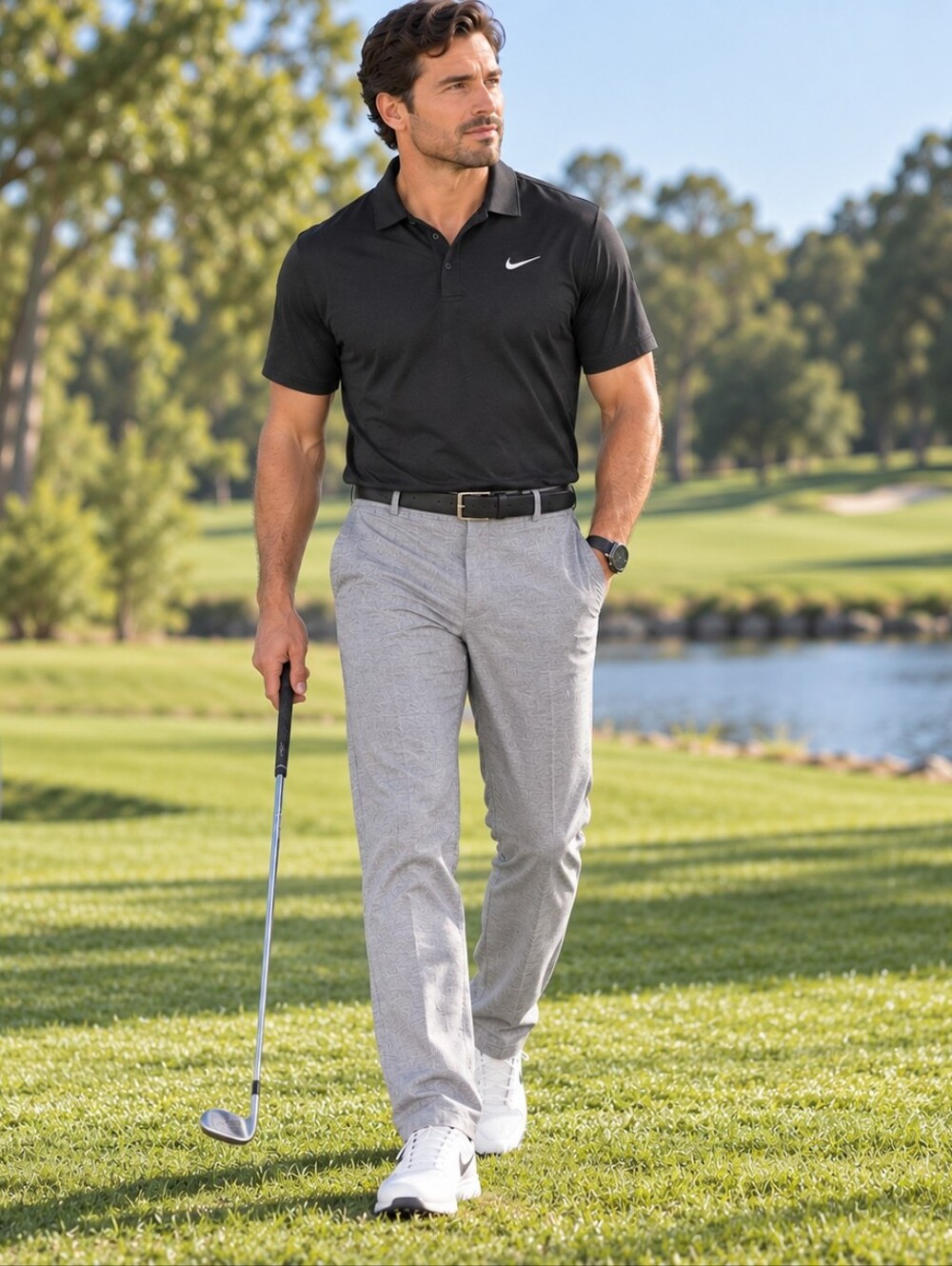 Nike Dri-FIT Golf Pants Mens 38x32 Gray Stretch 5 Pocket Performance